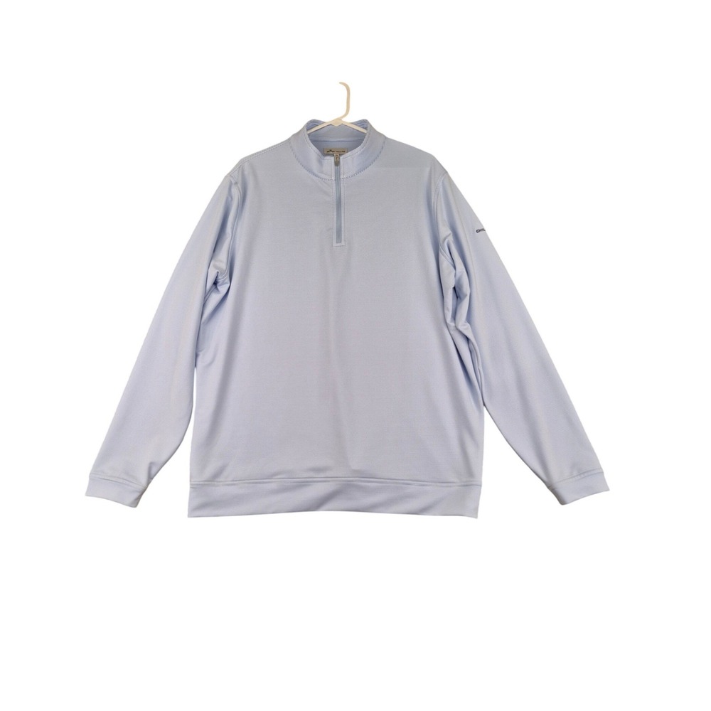 Peter Millar Mens Chileno Bay Quarter Zip Pullover Blue White Stripe XL ME0EK40E